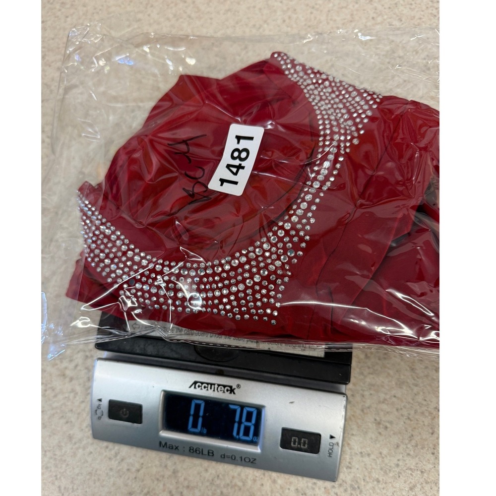 Red Rhinestone Halter Dress Y2K Glam Bodycon Ruched Vegas Party‎ - Picture 12 of 12